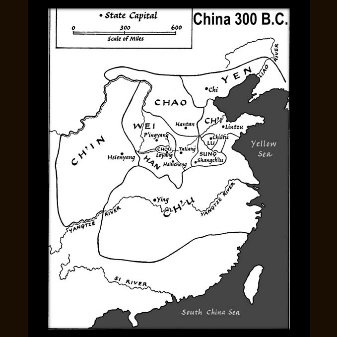 Mapa de la China que conoció el militar Sun Tsu, que vivió alrededor del 500 a.C.
